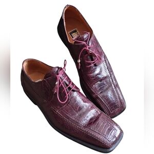 David Eden Ostrich Leather Handmade Shoes Red Mens 14